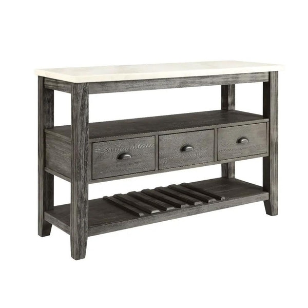 Merel - Server - White Marble Top & Gray Oak