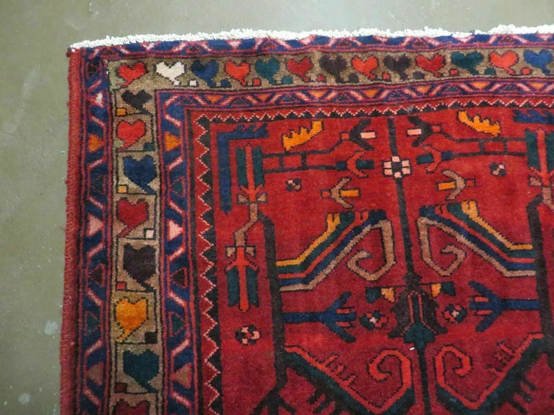 Antique Persian Hamadan Runner 3.4 x 9.7 - Wool, Red and Navy Blue by Jewel Rugs