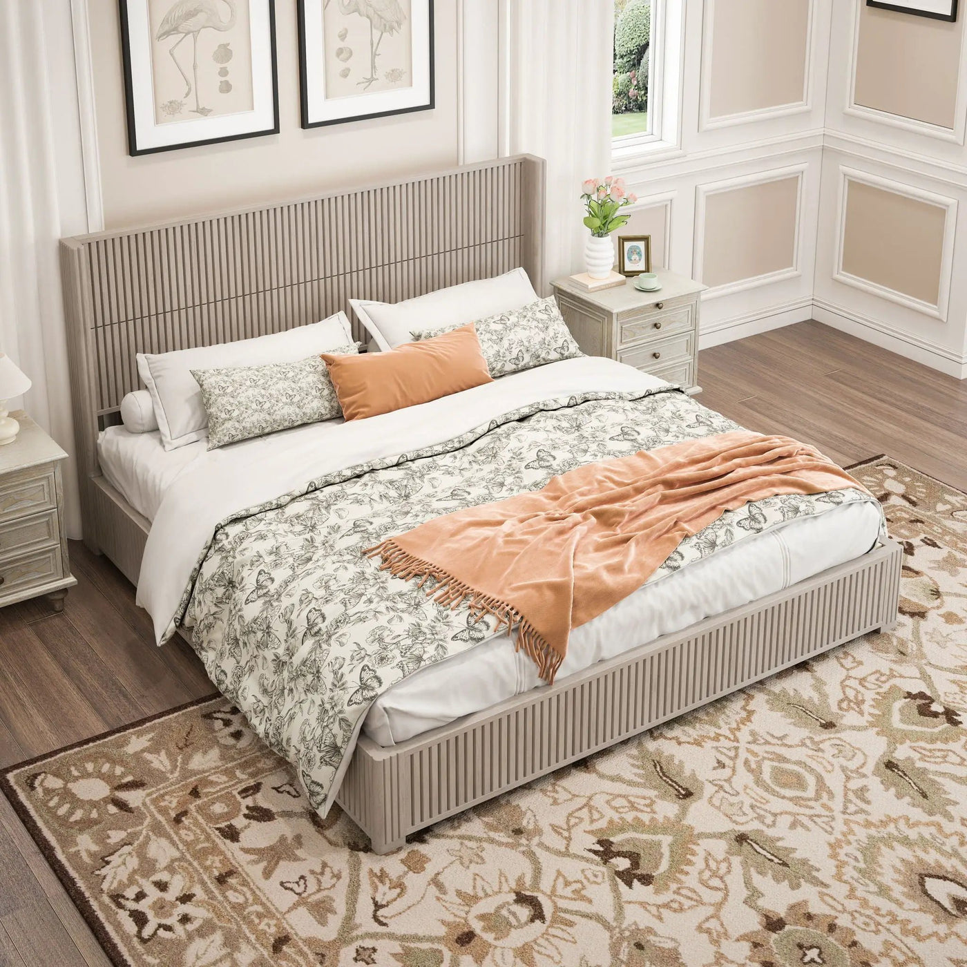Platform Bed Frame With Headboard, Floor Standing Design by HouseOfZazla