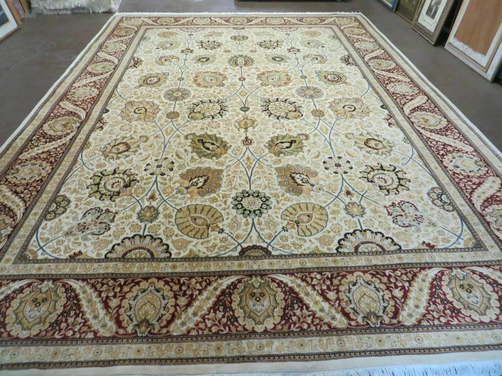 9' X 12' Vintage Handmade Wool Rug Pakistani Floral Design Nice Vegetable Dye by Jewel Rugs
