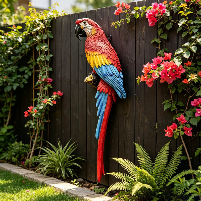 Hanging Scarlet Macaw Parrot Statue by HouseOfZazla