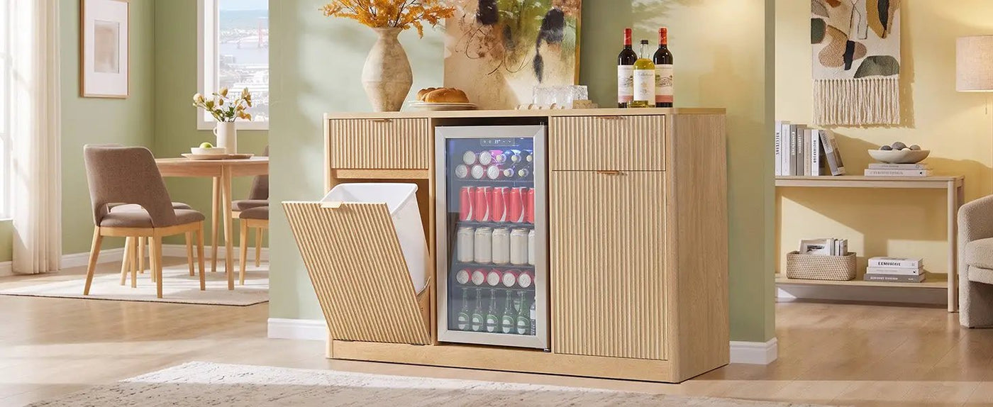 K&K 59" Coffee Bar Cabinet with Fridge Space by HouseOfZazla