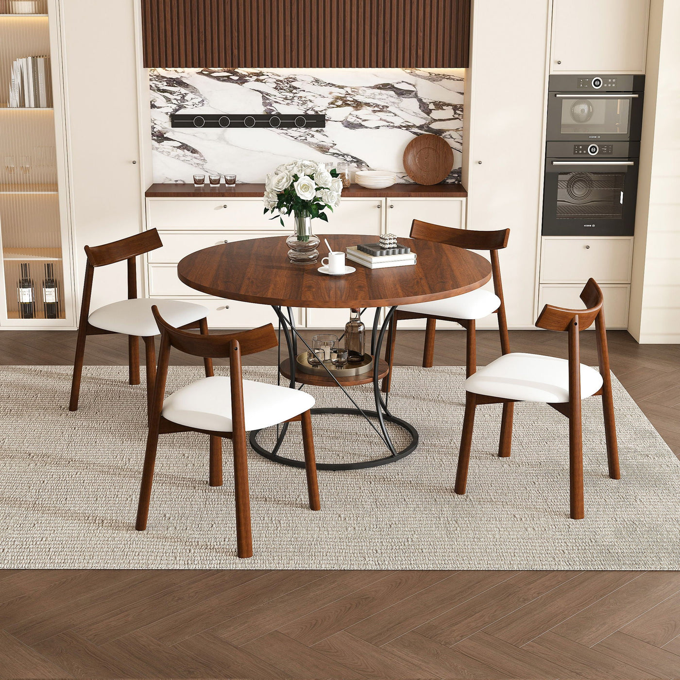 Round Extendable Dining Table Set With Chairs by Unique Piece Furniture