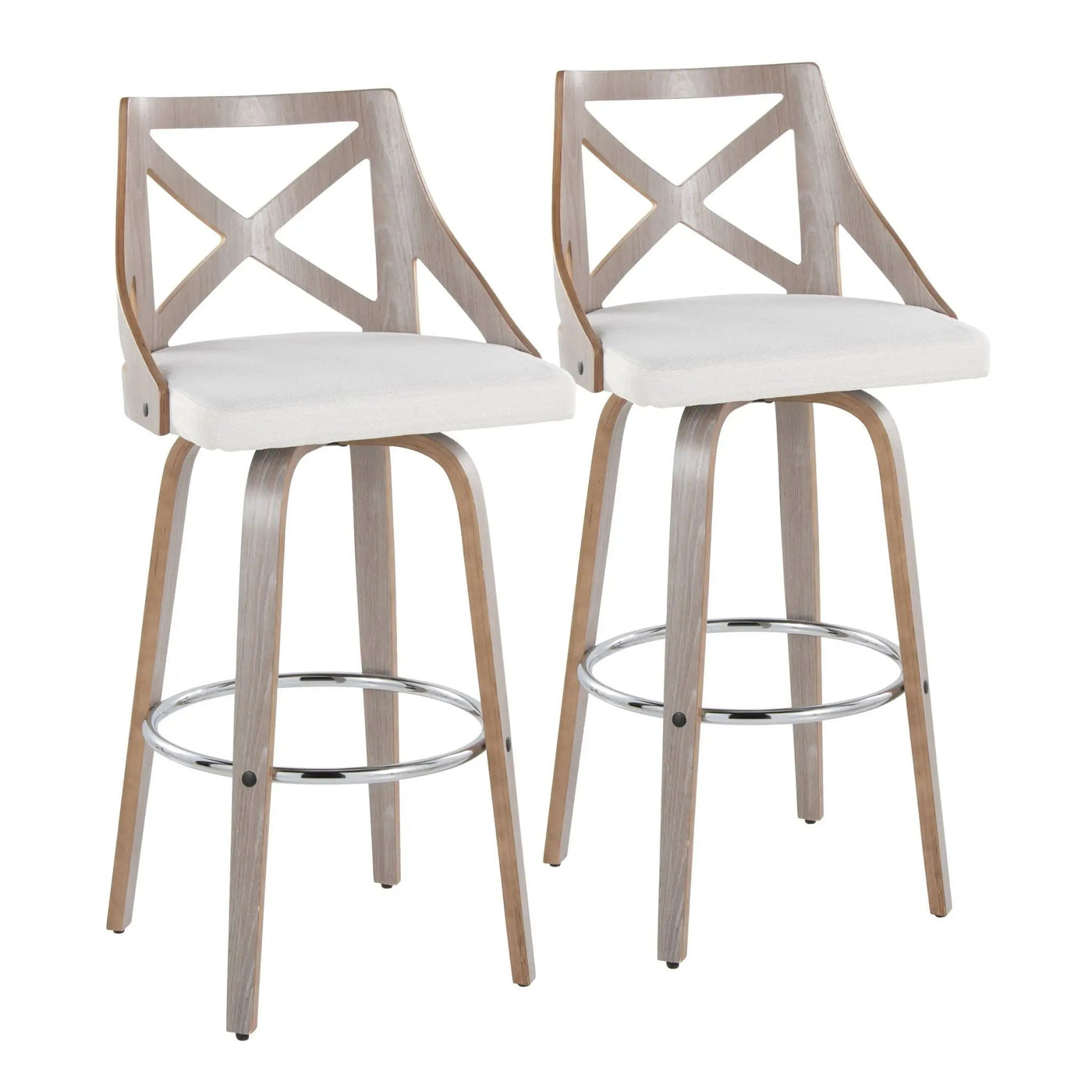 Charlotte - Farmhouse Fixed Height Bar Stool With Round Footrest (Set of 2) by HouseOfZazla