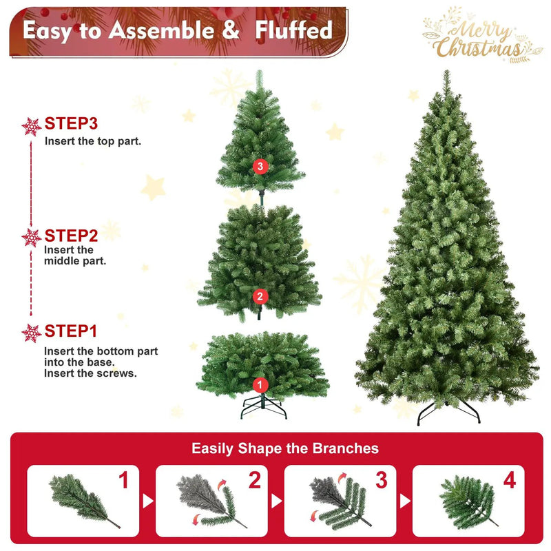 7ft Pre-Lit PVC Christmas Tree with 400 UL Lights by HouseOfZazla