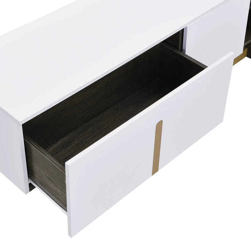 TV Stand With 1 Drawer, 2 Cabinets And Adjustable Shelves by HouseOfZazla