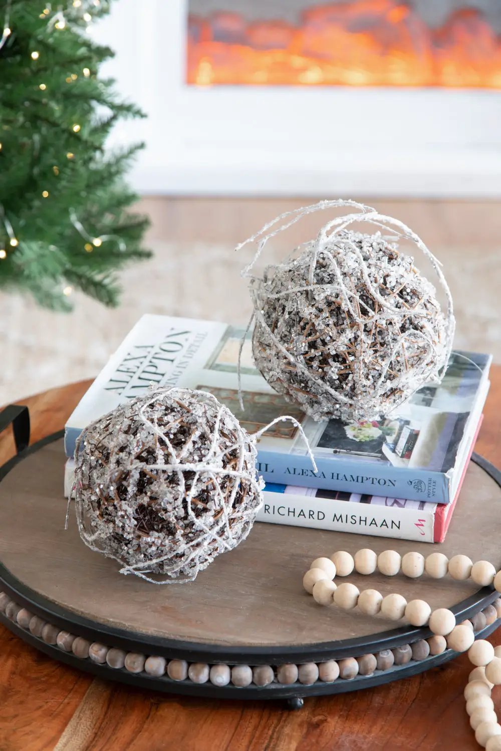 D6" Iced Twig Ball - Set of 4 Christmas Ornaments by HouseOfZazla