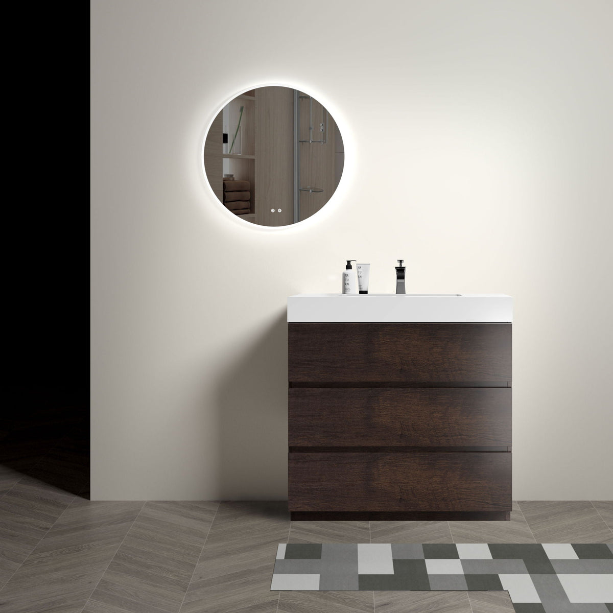 Alice Bathroom Vanity with Large Storage and One-Piece Sink Basin – Black or White, photo 12 of 24