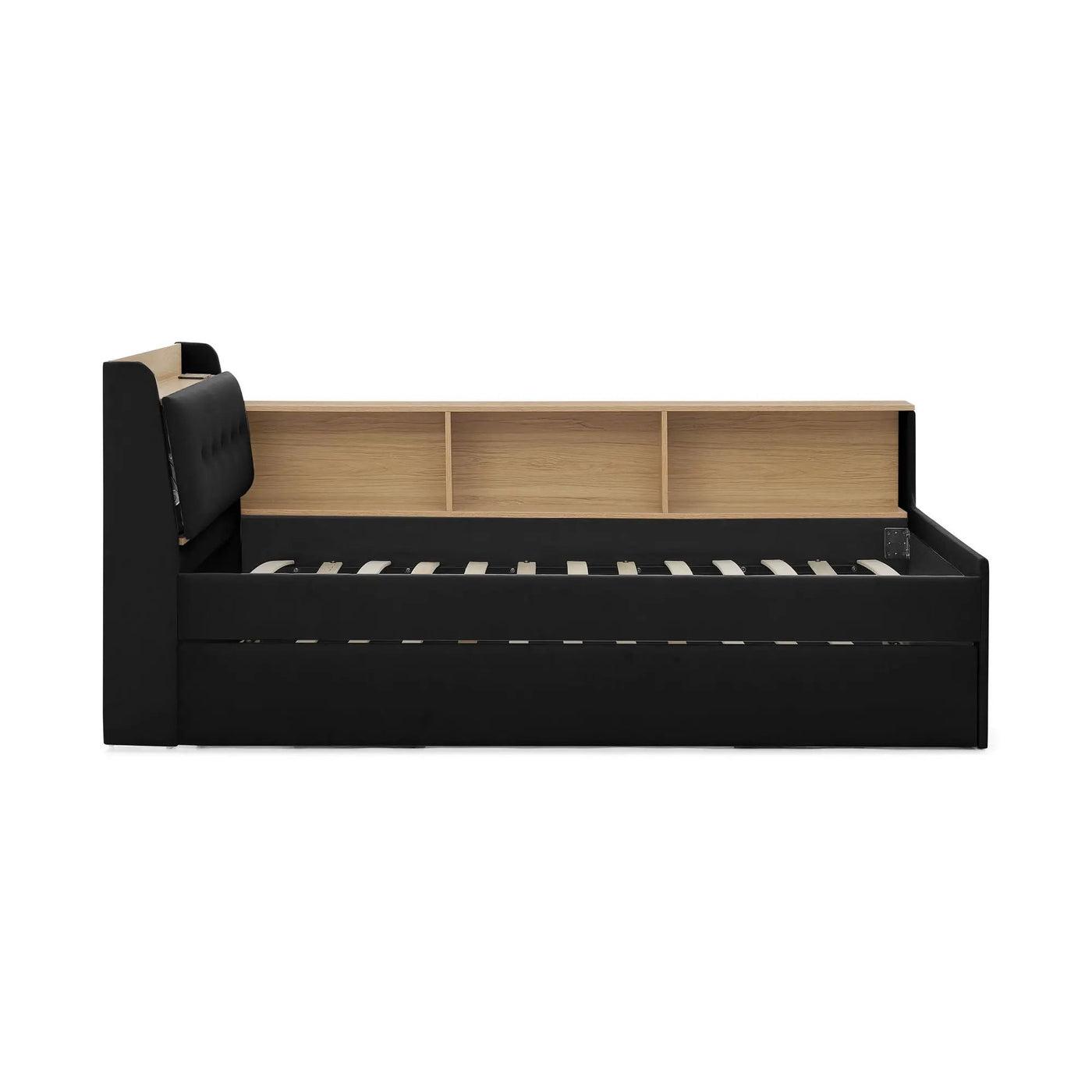Upholstered Daybed With Storage Headboard, Wireless Charging, LED Lights by HouseOfZazla