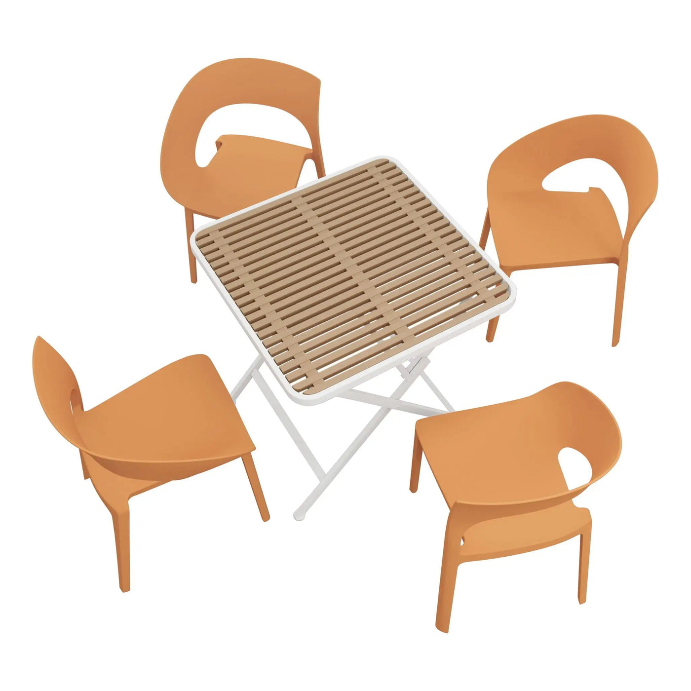 4 Piece Set Of Modern Designed Single Chairs With Folding Square Table by HouseOfZazla