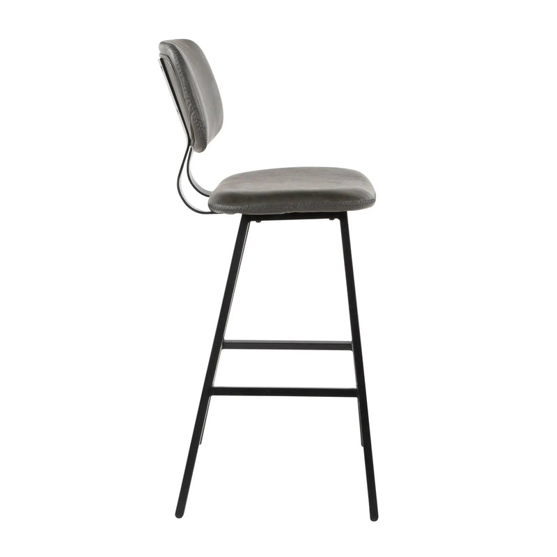 Foundry - Contemporary Barstool Zig Zag Stitching (Set of 2) - Black / Gray by HouseOfZazla