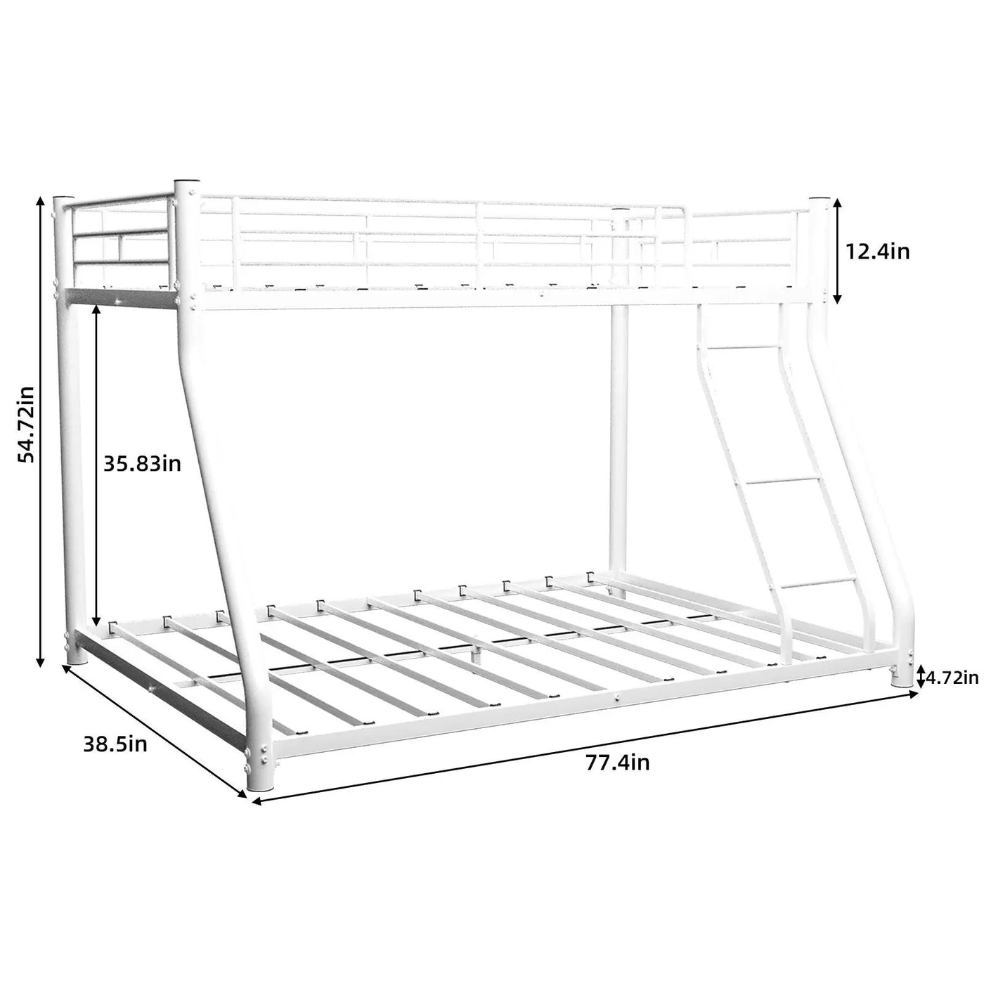 Bunk Bed Frame With Ladder And Guardrail, Heavy Duty Noise Free Design Metal Construction by HouseOfZazla