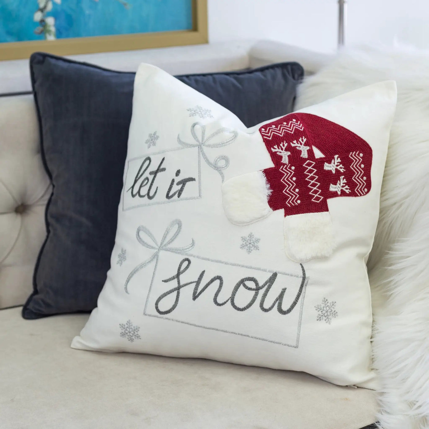 Let It Snow Christmas Throw Pillow by HouseOfZazla