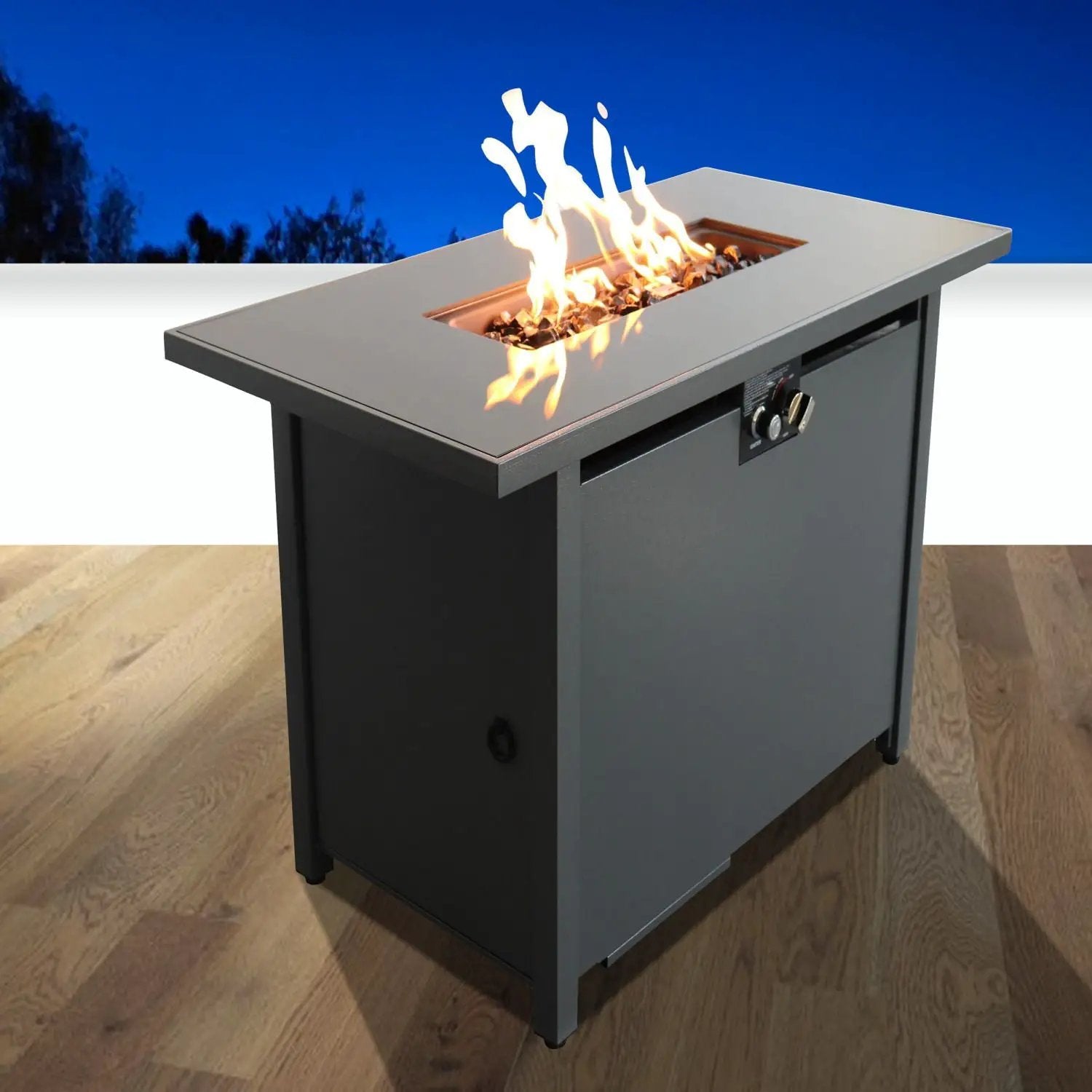 Outdoor Fire Pit Table With Lid & High-Quality Materials - Black by HouseOfZazla