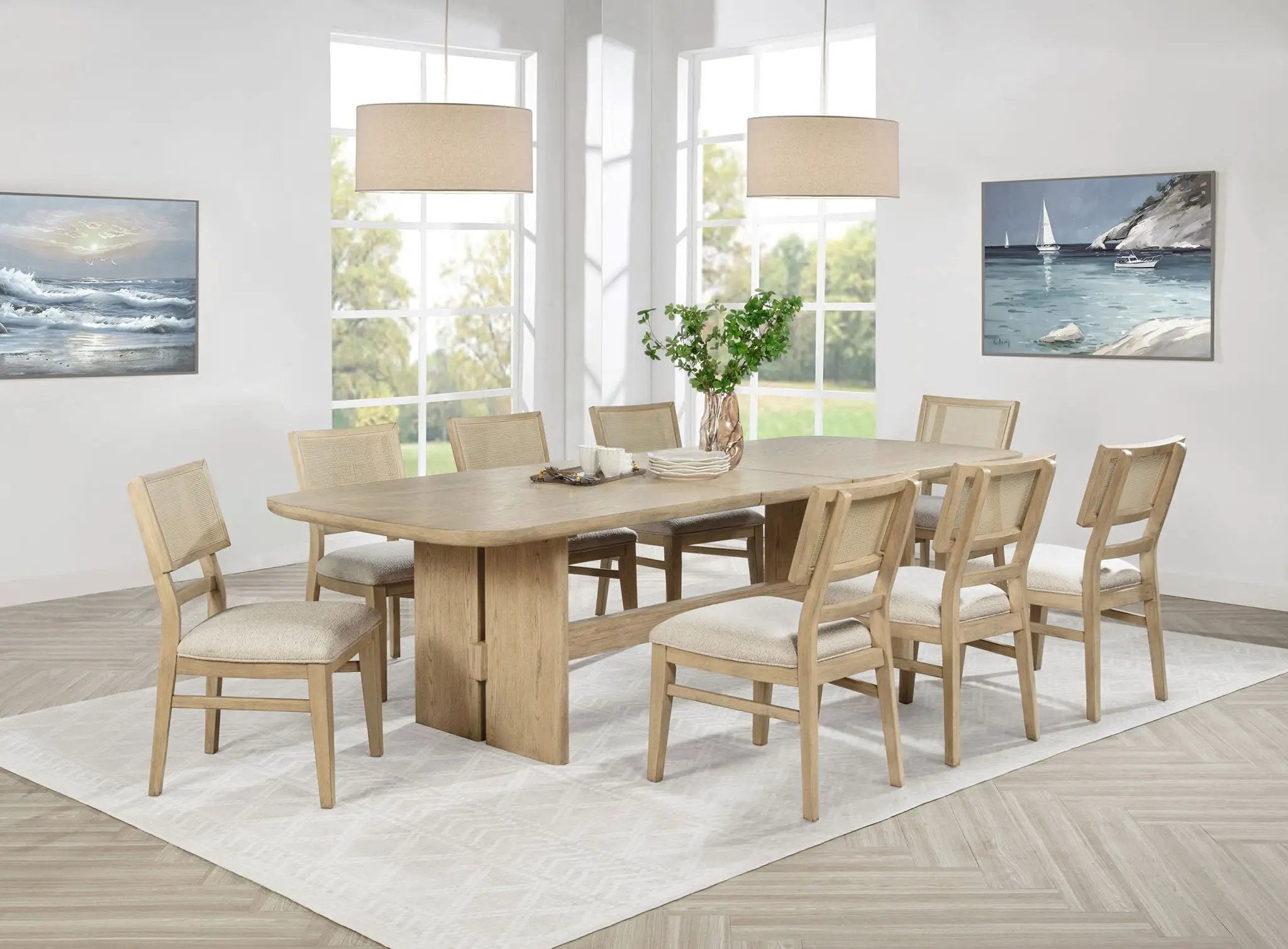 Kailani 9-piece Rectangular Wood Dining Table Set Beige Oak by Unique Piece Furniture