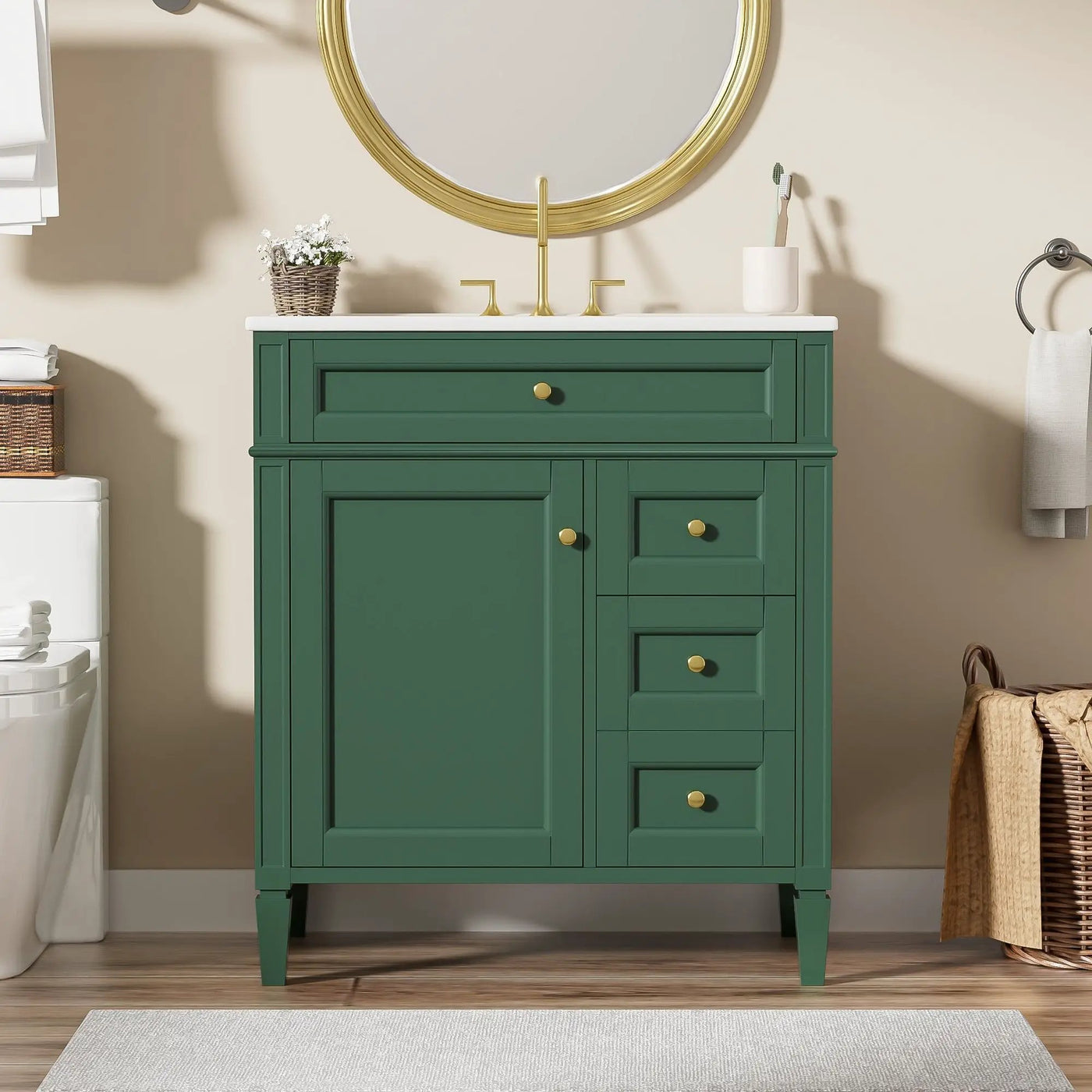 Bathroom Vanity With Top Sink, 2 Drawers & Tip Out Drawer by HouseOfZazla