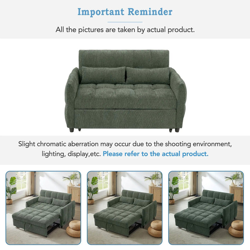 Loveseat Sofa Pull-Out Bed With Adjustable Backrest, 3 USB Ports And 2 Lumbar Pillows For Living Room by HouseOfZazla