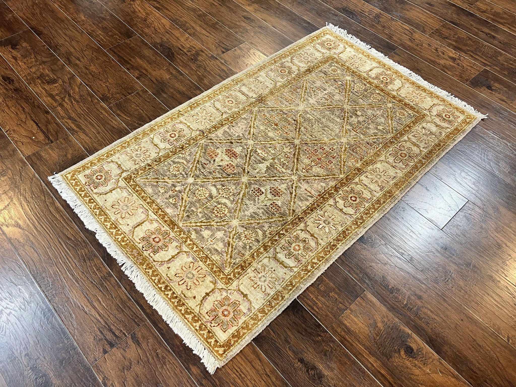 Pakistani Peshawar Rug 3x5, Safavieh Wool Handmade Hand Knotted Vintage Rug, Panel Design 3 x 5 Oriental Carpet by Jewel Rugs