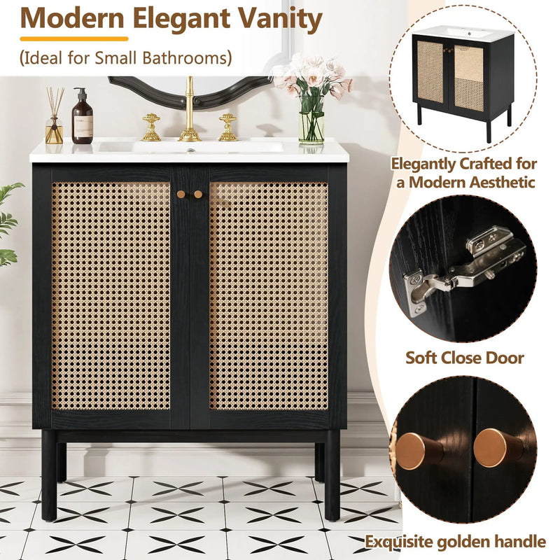 Bathroom Vanity With Soft Closing Mechanism - Black by Unique Piece Furniture