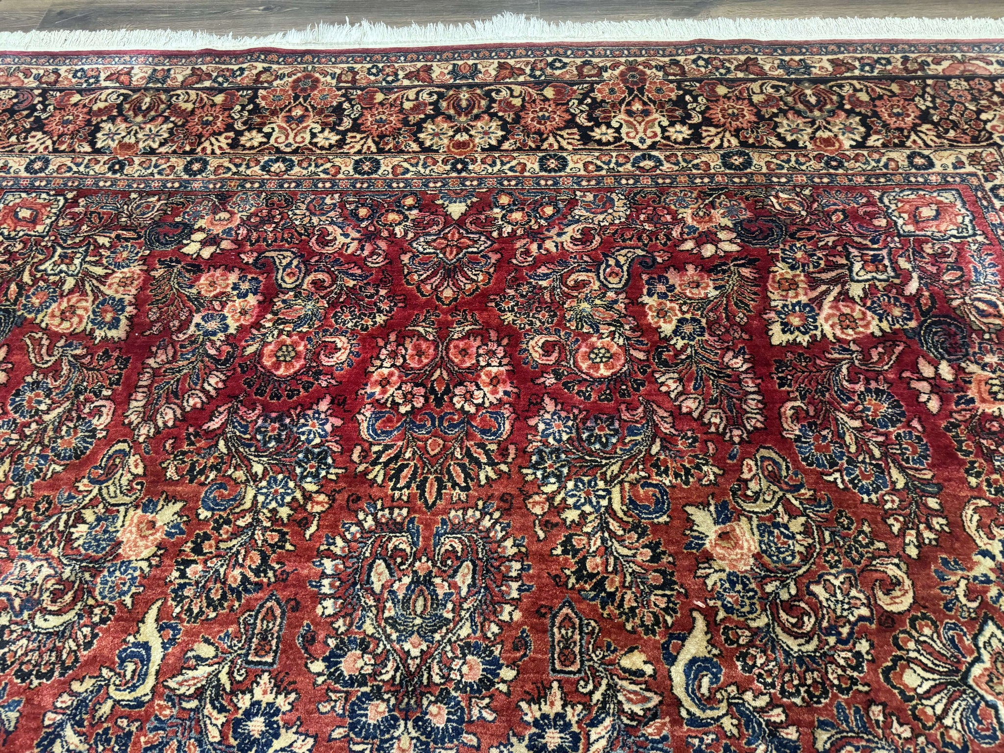 Large Persian Sarouk Rug 10x17, Palace Size Antique Persian Carpet, Red, Floral Allover, Traditional Persian Rug, Oversize Handmade Wool Rug by Jewel Rugs