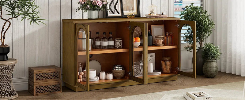 TREXM 4-Door Large Storage Buffet Cabinet with Glass Doors by HouseOfZazla