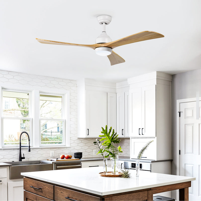 52" Solid Wood Blades Ceiling Fan with Lights and Remote Control by HouseOfZazla