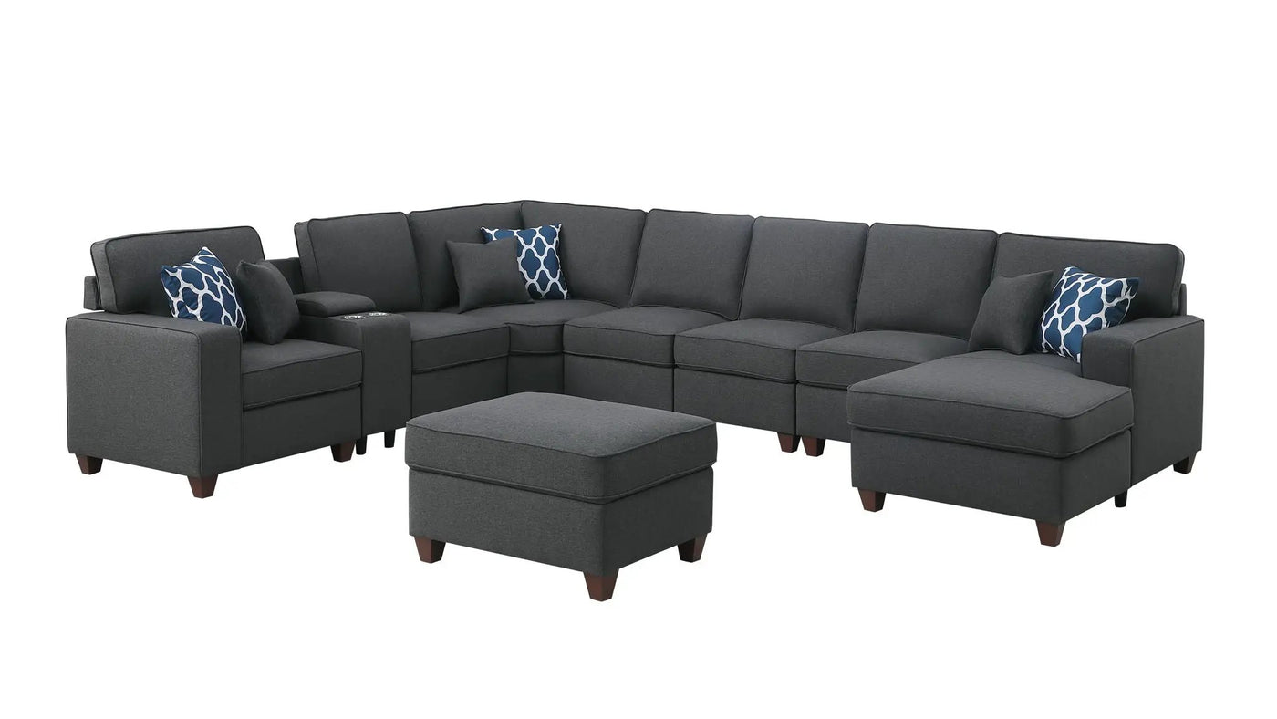 Eric - 9 Piece Upholstered Sectional With Ottoman by HouseOfZazla