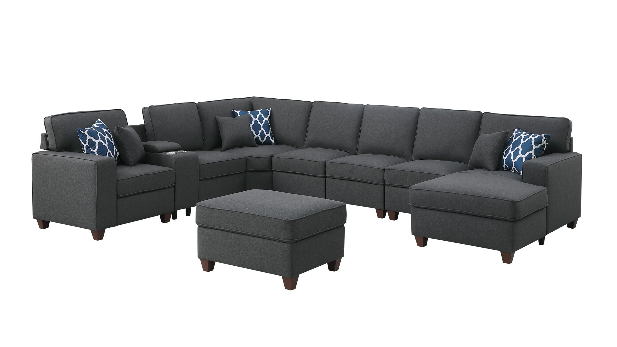 Eric - 9 Piece Upholstered Sectional With Ottoman by HouseOfZazla