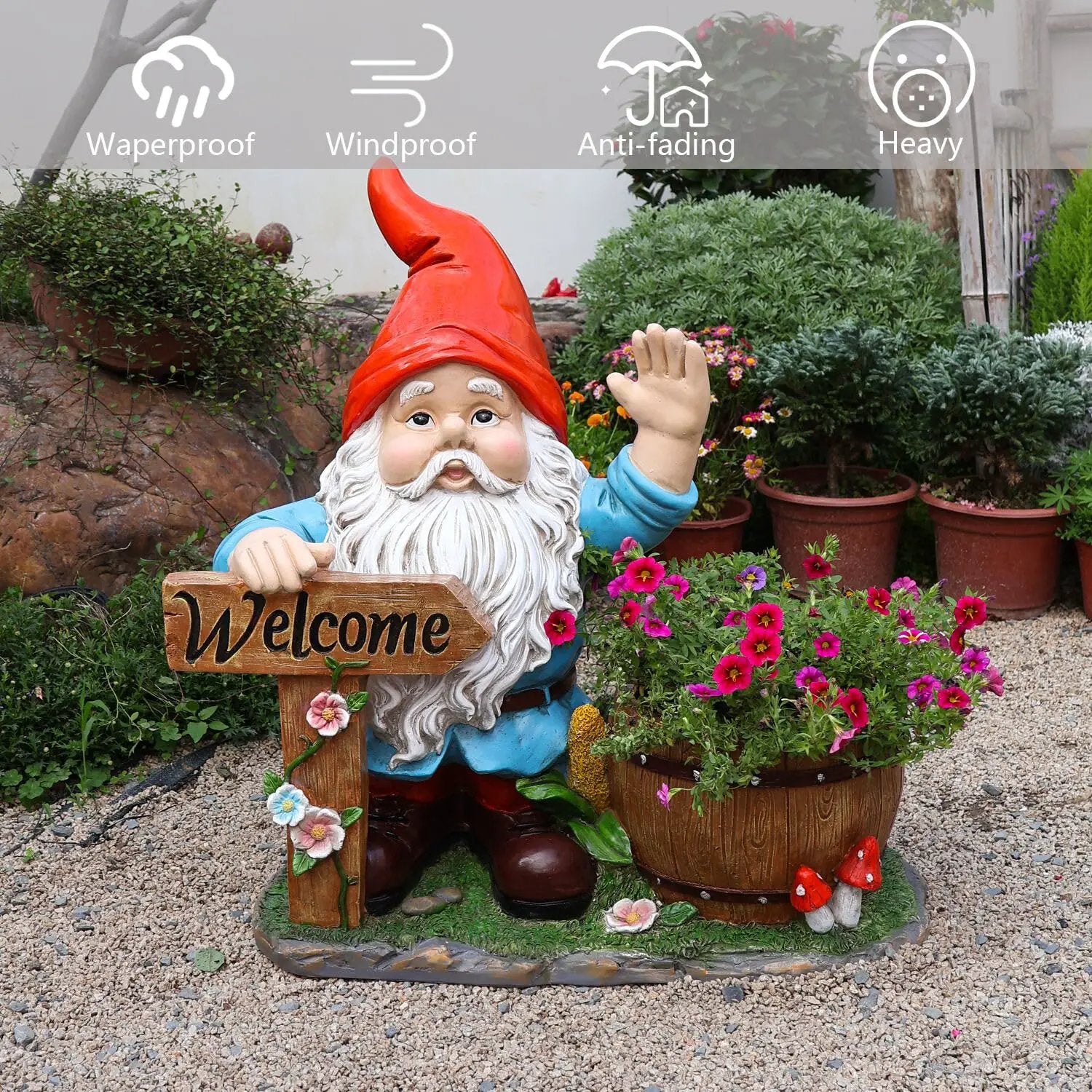 Outdoor Garden Gnome Flower Pot Planter by HouseOfZazla