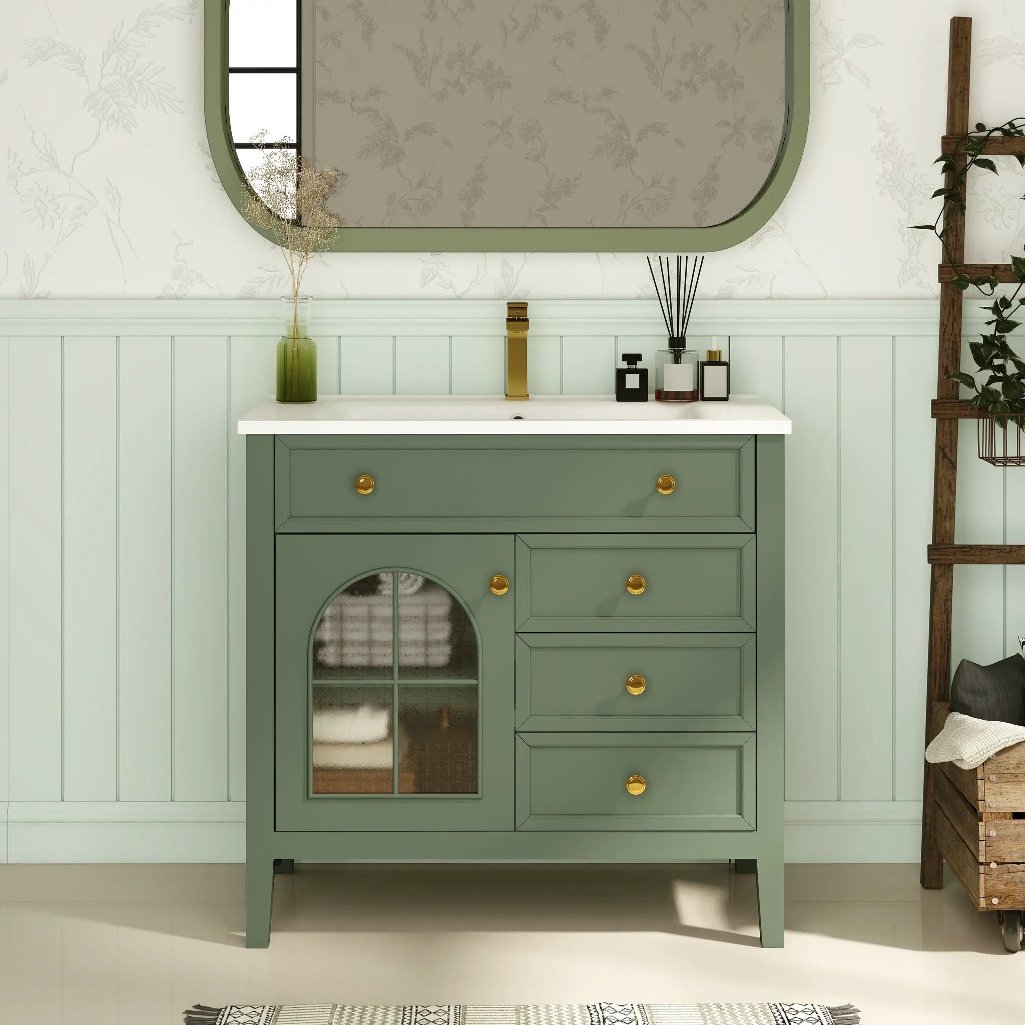 35.6" Mid-Century Bathroom Vanity Sink by HouseOfZazla