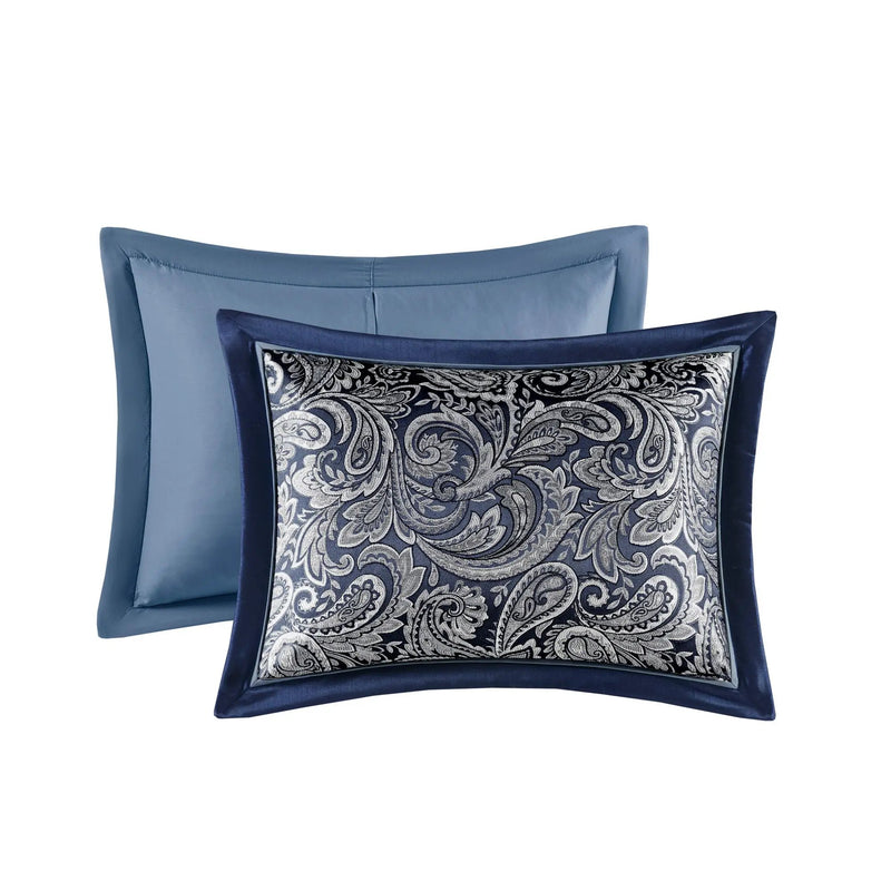 12 Piece Comforter Set with Cotton Bed Sheets Navy King by HouseOfZazla