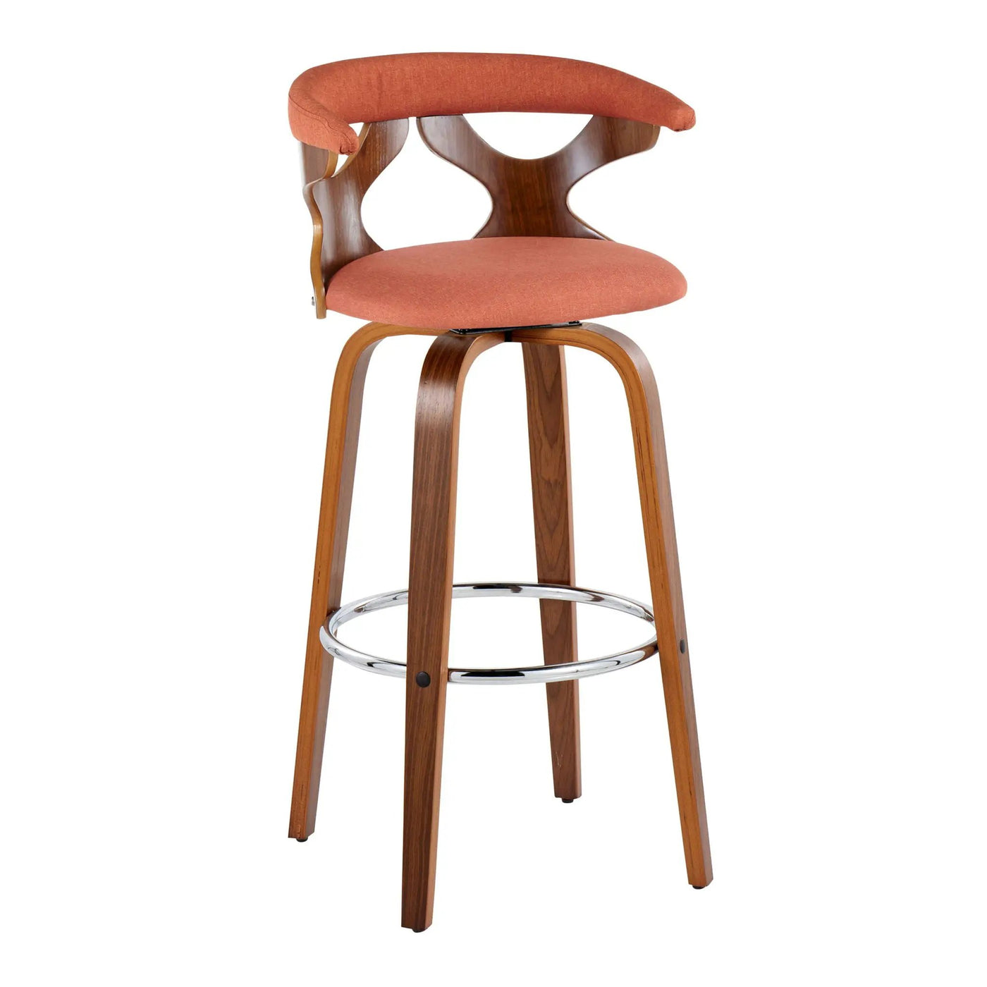 Gardenia - Mid Century Modern Fixed Height Barstool With Swivel With Round Footrest (Set of 2) by HouseOfZazla