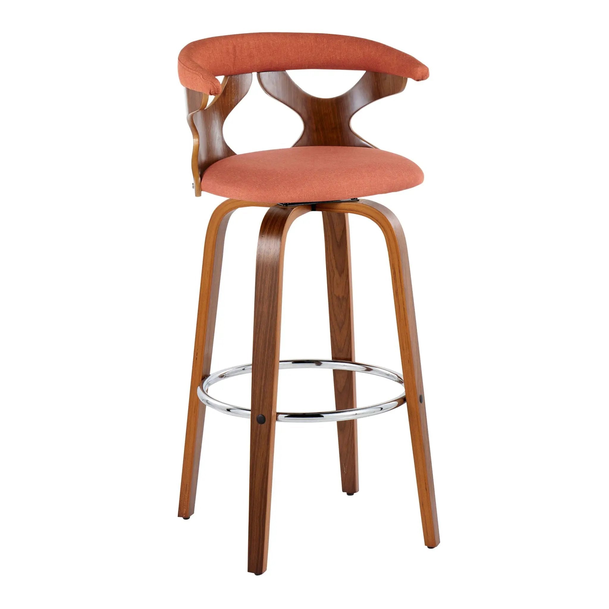 Gardenia - Mid Century Modern Fixed Height Barstool With Swivel With Round Footrest (Set of 2) by HouseOfZazla