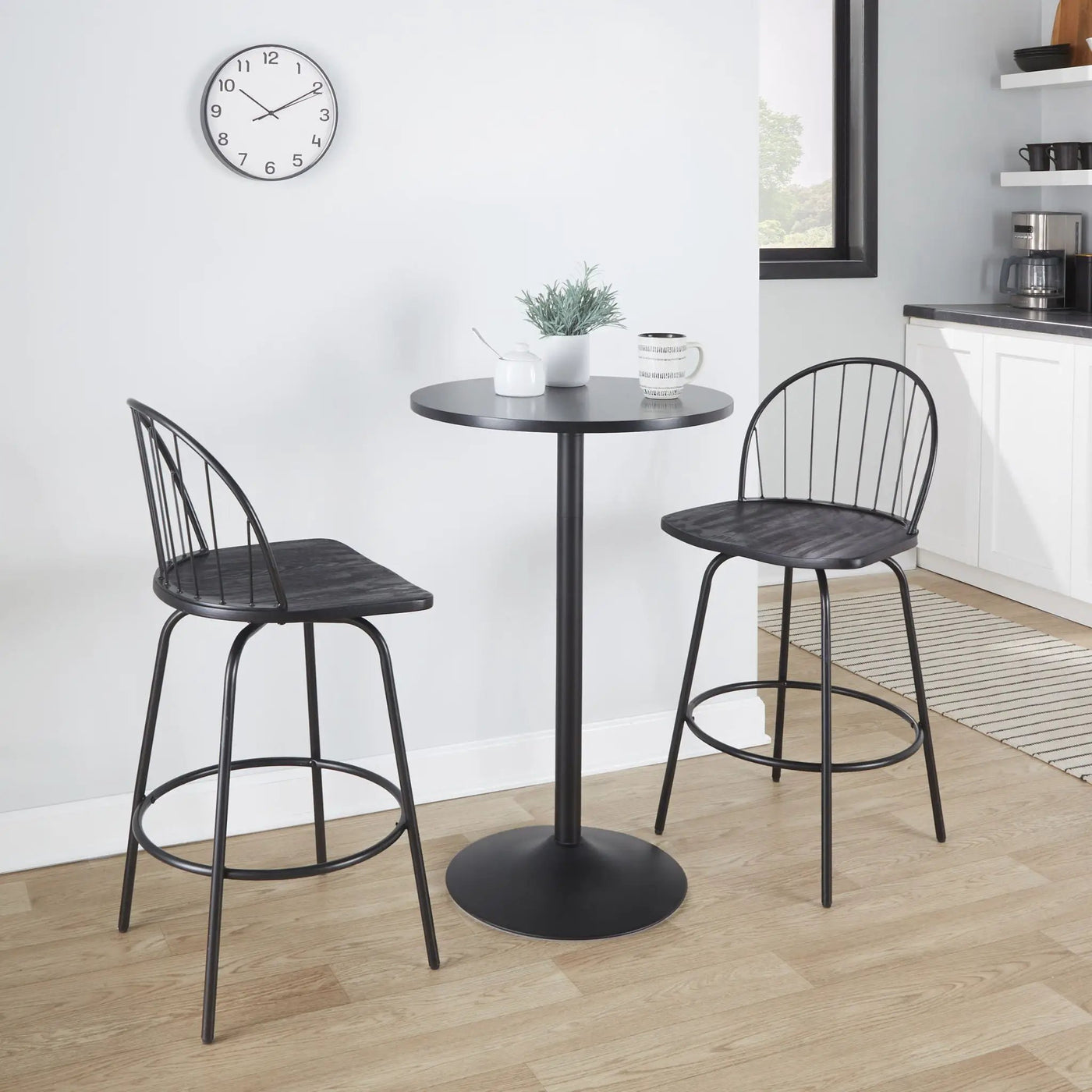Riley - Claire Farmhouse Fixed Height Counter Stool With Swivel With Round Footrest (Set of 2) by HouseOfZazla
