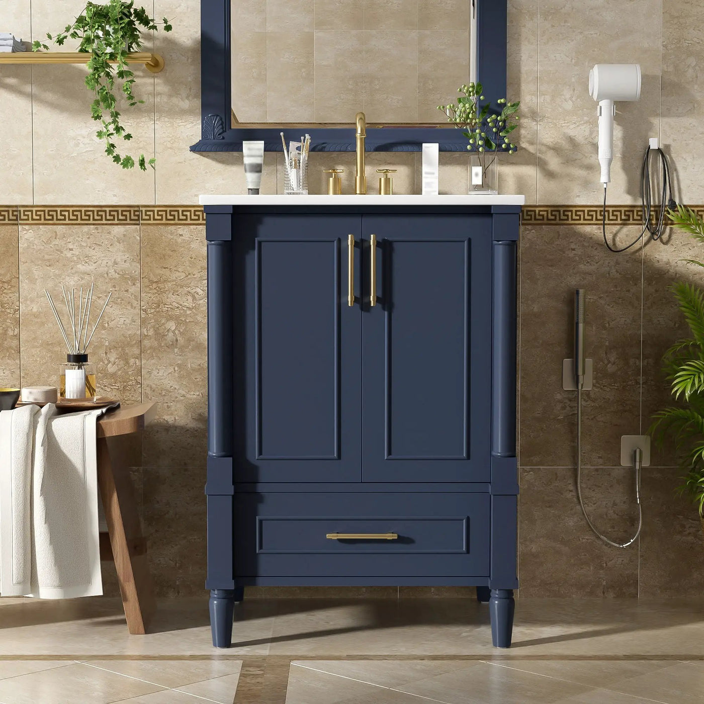 Bathroom Vanity With Ornate French Cylinder Legs, Soft Close Drawer by HouseOfZazla