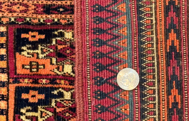 Antique Persian Turkoman Mafresh Rug 1x4, Wool, Tribal Collectible by Jewel Rugs