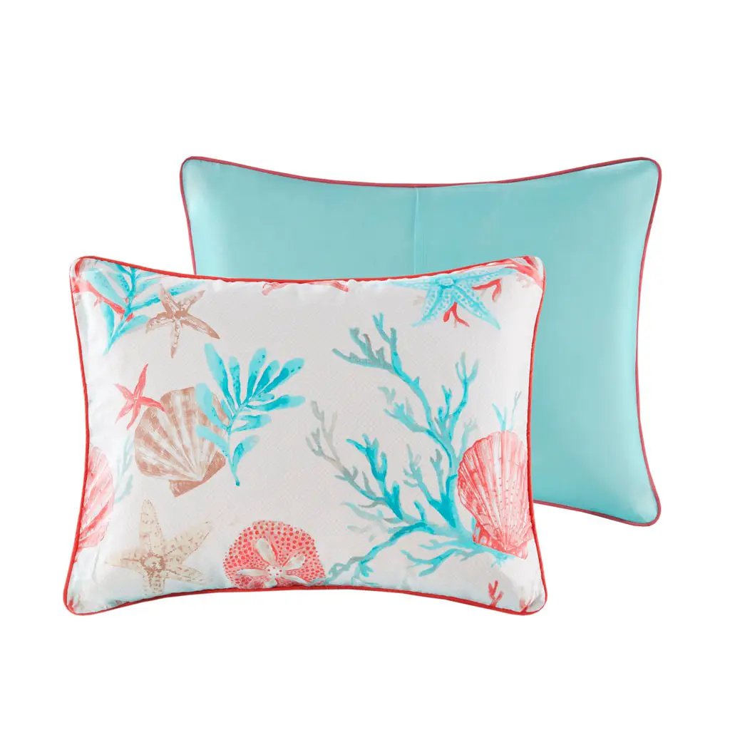 7 Piece Cotton Sateen Comforter Set Coral Queen by HouseOfZazla
