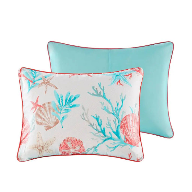 7 Piece Cotton Sateen Comforter Set Coral Queen by HouseOfZazla