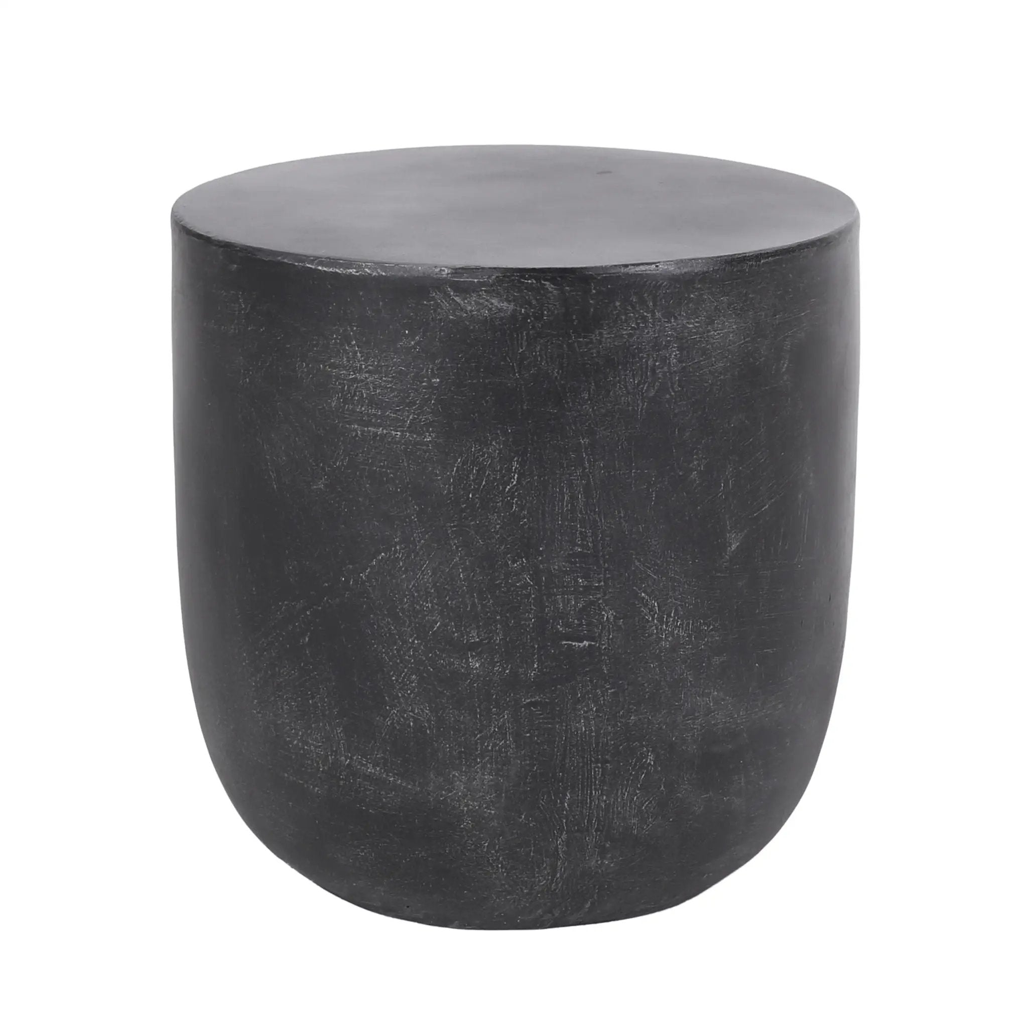 Outdoor Lightweight Concrete End Table With Natural Texture - Matte Black by HouseOfZazla