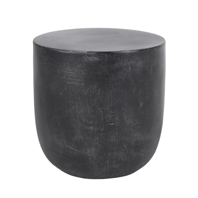 Outdoor Lightweight Concrete End Table With Natural Texture - Matte Black by HouseOfZazla
