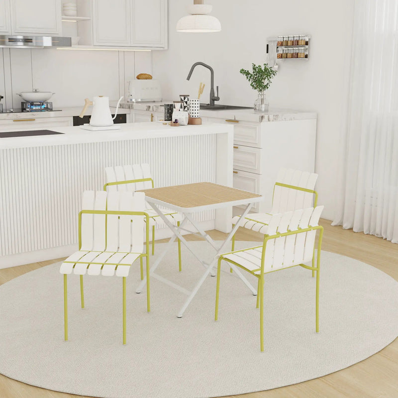 4 Piece Set Of Modern Color Block Designed Single Chairs With Folding Square Table by Unique Piece Furniture