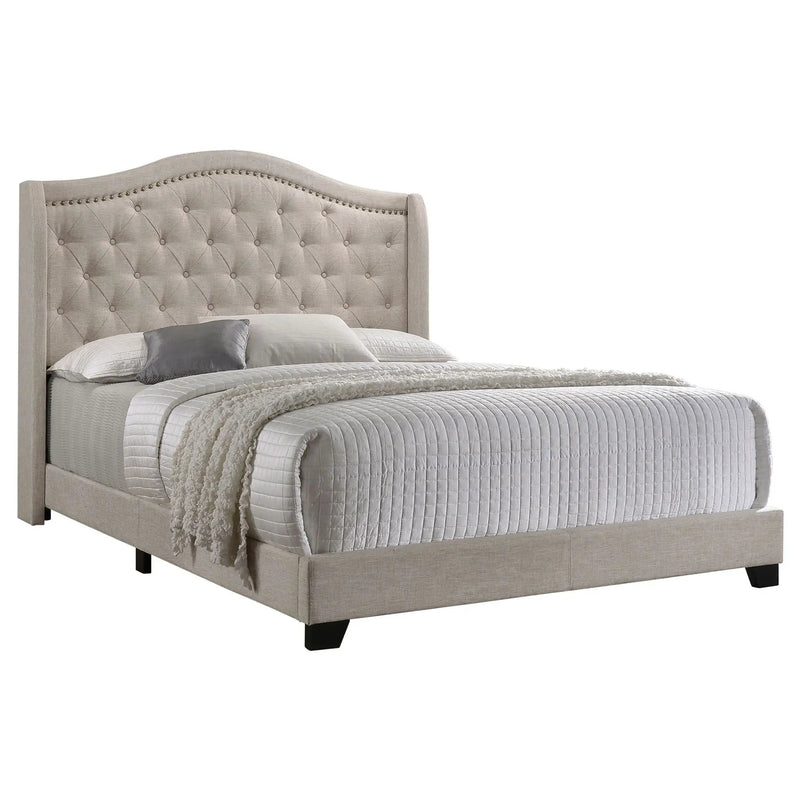 Sonoma Upholstered Eastern King Wingback Bed Beige by Unique Piece Furniture