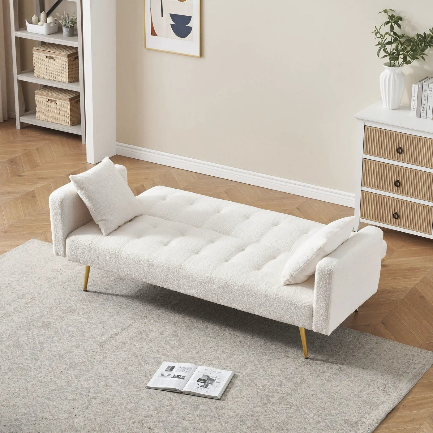 Teddy Fleece Sofa Bed With Luxurious Throw Pillows by HouseOfZazla