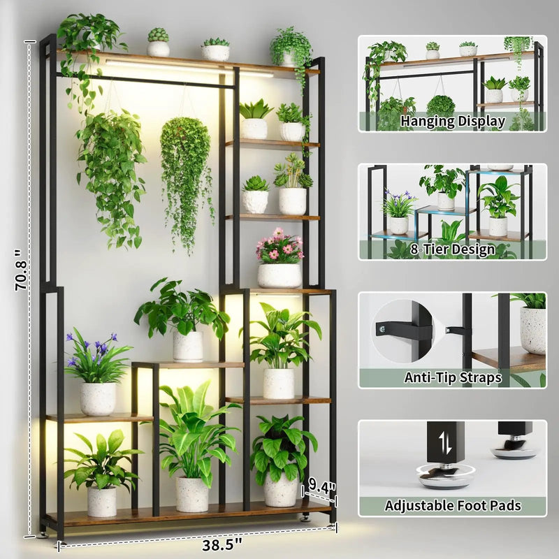 Large Indoor Plant Stand with Grow Light by HouseOfZazla