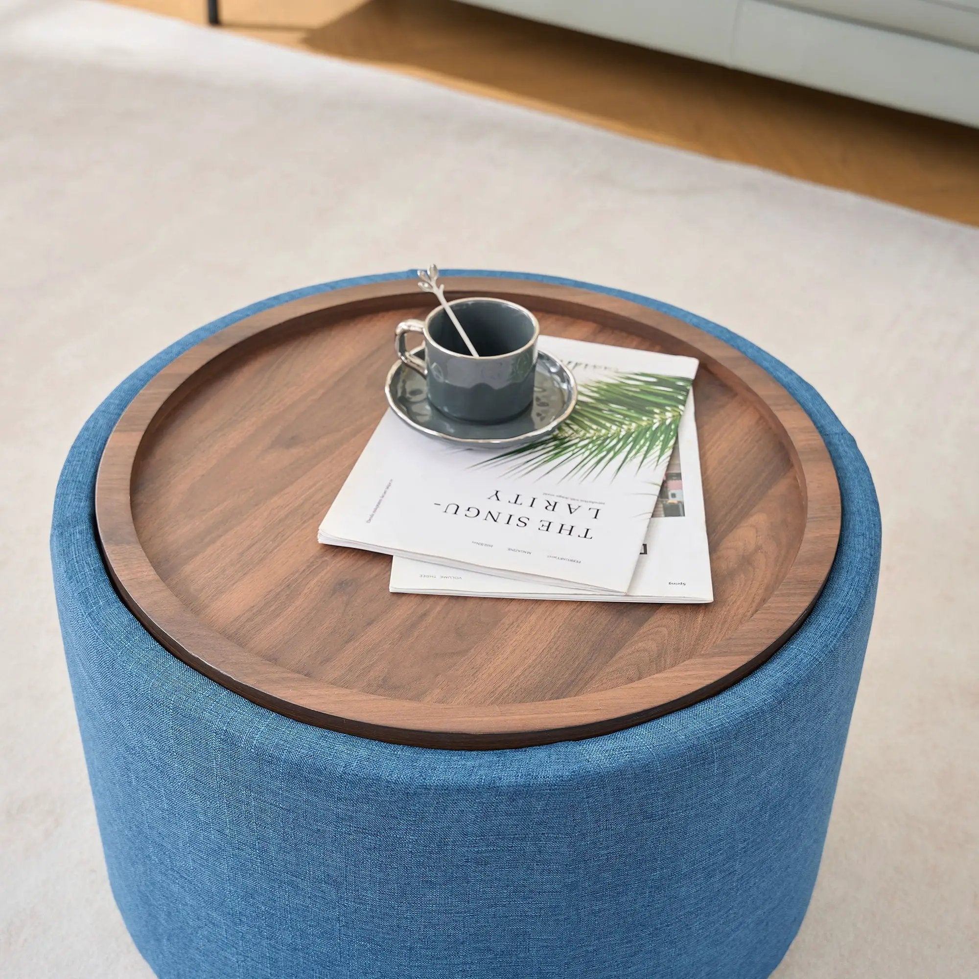 Nesting Ottomans, Round Coffee Table & Bench With Tray (Set of 2) by Unique Piece Furniture