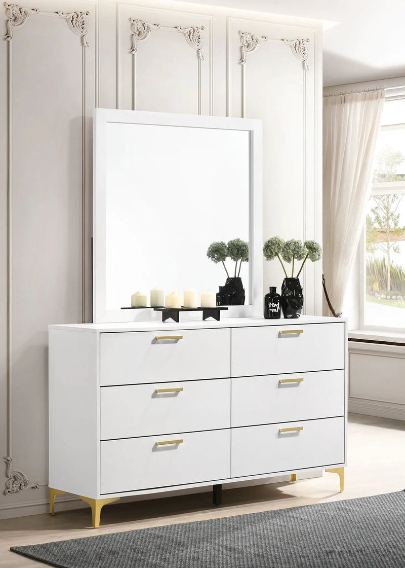 Kendall 6-drawer Dresser with Mirror White by Unique Piece Furniture