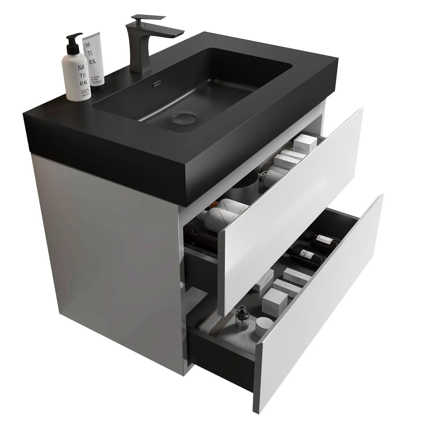 Alice - Bathroom Vanity With Large Storage, Sink Wall Mounted Floating Bathroom Vanity For Modern Bathroom, One-Piece Sink Basin Without Drain And Faucet by HouseOfZazla