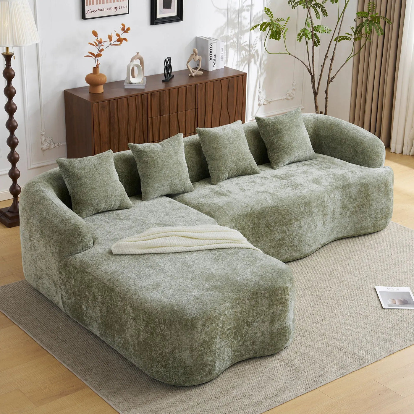 Modular L-Shape Sectional Sofa With Curved Chaise by HouseOfZazla