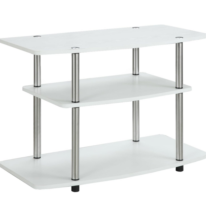 Open Box Convenience Concepts Designs2Go No Tools 3-Tier Stand Entertainment Center 37 Inches, Modern TV Console with Shelves for Living Room, 31.5", White by Selzalot