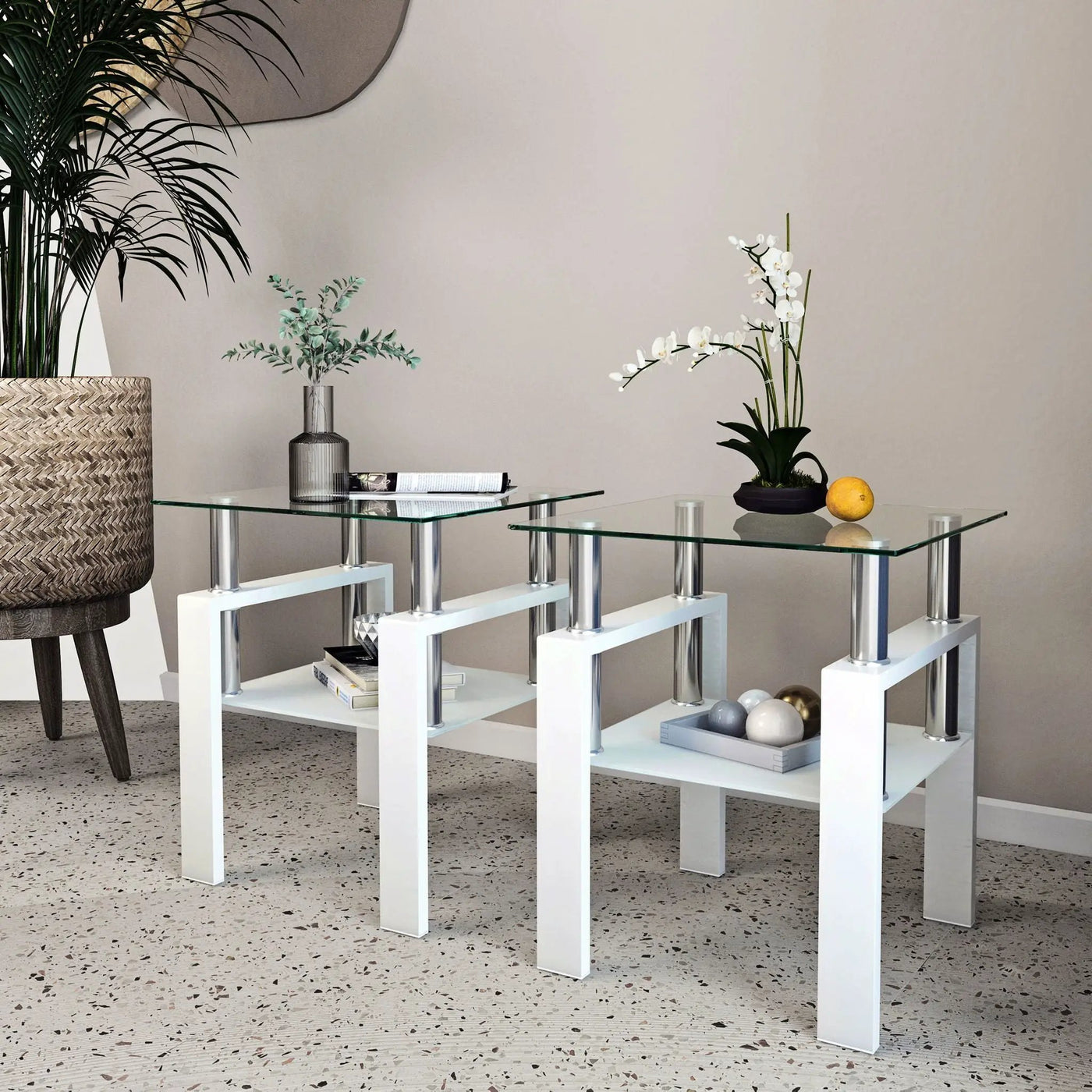 Modern Tempered Glass Tea Table, End Square Table For Living Room by HouseOfZazla